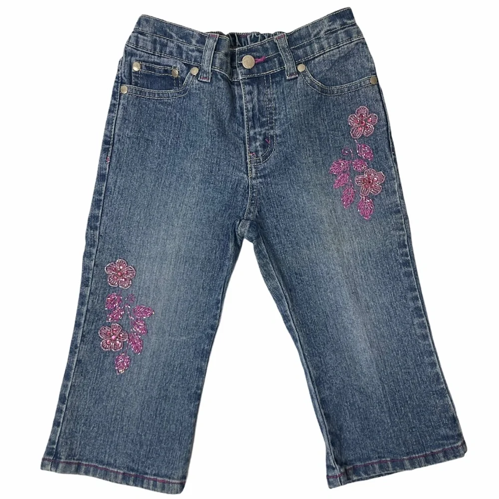 Vintage Y2K Jeans Bundle Retro Embroidered Flower Heart Butterfly Girls Size 6